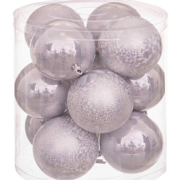 Bolas de Navidad Plateado Plástico 8 x 8 x 8 cm (12 Unidades) Bolas de Navidad Plateado Plástico 8 x 8 x 8 cm (12 Unidades)