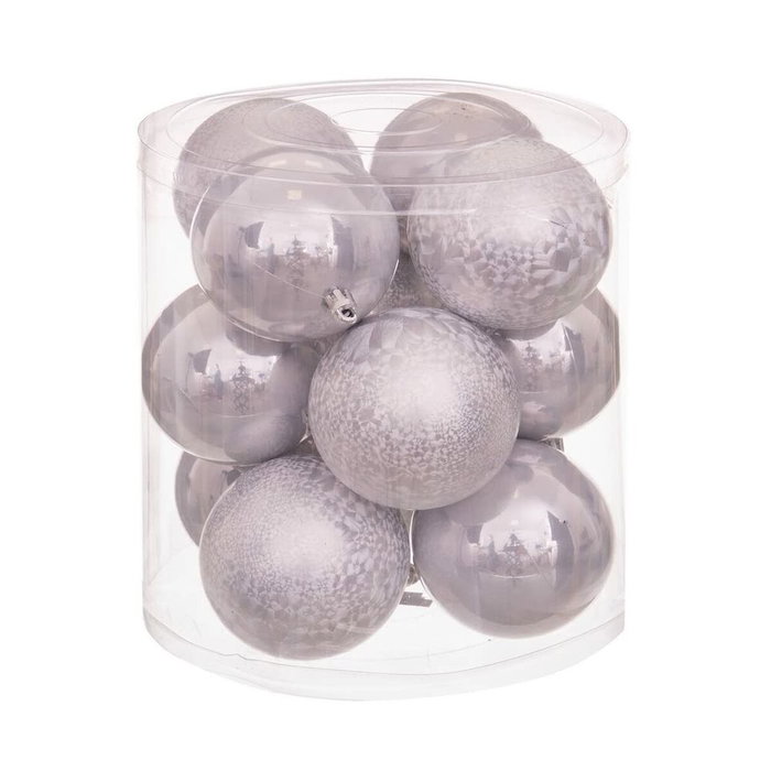 Bolas de Navidad Plateado Plástico 8 x 8 x 8 cm (12 Unidades) Bolas de Navidad Plateado Plástico 8 x 8 x 8 cm (12 Unidades)