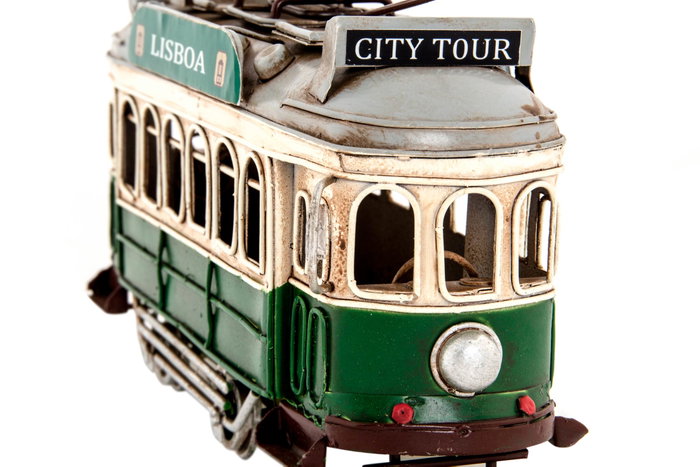 DKD Home Decor Vehículo de Decoración Tranvía Verde Metal