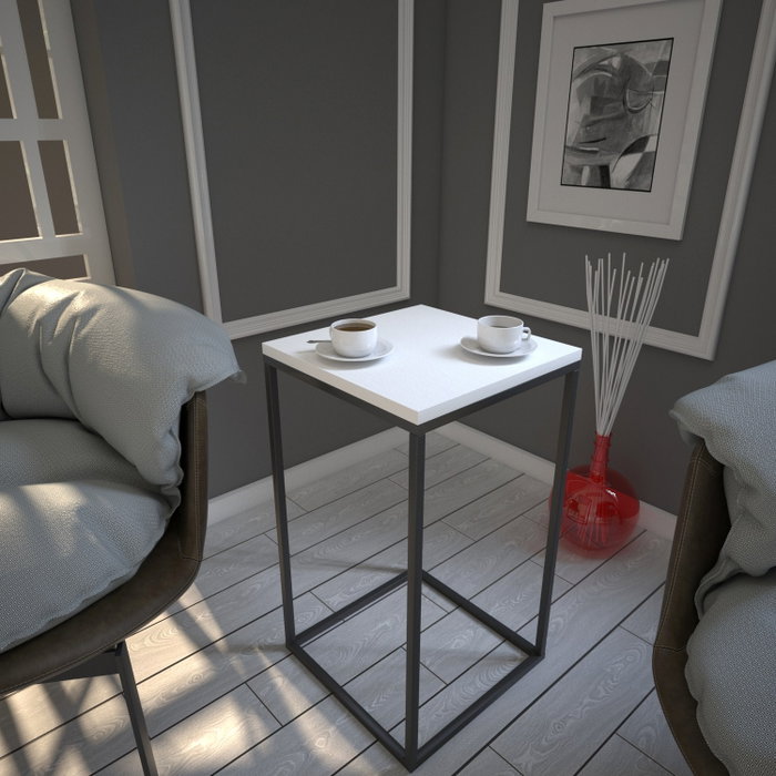 Hanah Home Mesa Auxiliar Blanca de Diseño Elegante, Tablero Melaminado, 35x62x35 cm Hanah Home Mesa Auxiliar Blanca de Diseño Elegante, Tablero Melaminado, 35x62x35 cm