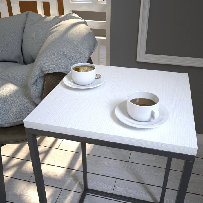 Hanah Home Mesa Auxiliar Blanca de Diseño Elegante, Tablero Melaminado, 35x62x35 cm Hanah Home Mesa Auxiliar Blanca de Diseño Elegante, Tablero Melaminado, 35x62x35 cm
