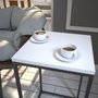 Hanah Home Mesa Auxiliar Blanca de Diseño Elegante, Tablero Melaminado, 35x62x35 cm