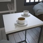 Hanah Home Mesa Auxiliar Blanca de Diseño Elegante, Tablero Melaminado, 35x62x35 cm