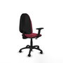 Silla de oficina Algarra con mecanismo Contacto permanente básico tapizada con Tela color Granate. Equipada con Base poliamida negra, Brazos 2D y Ruedas de nailon 50 mm