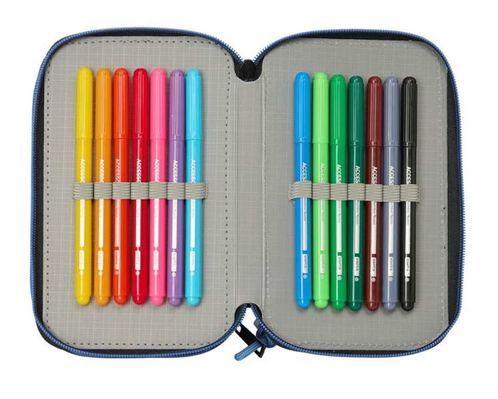 Safta Plumier Triple Estuche Escolar con 37 Piezas, Capacidad 12.5 x 19.5 x 5.5 cm, Para Material de Oficina y Papelería Safta Plumier Triple Estuche Escolar con 37 Piezas, Capacidad 12.5 x 19.5 x 5.5 cm, Para Material de Oficina y Papelería