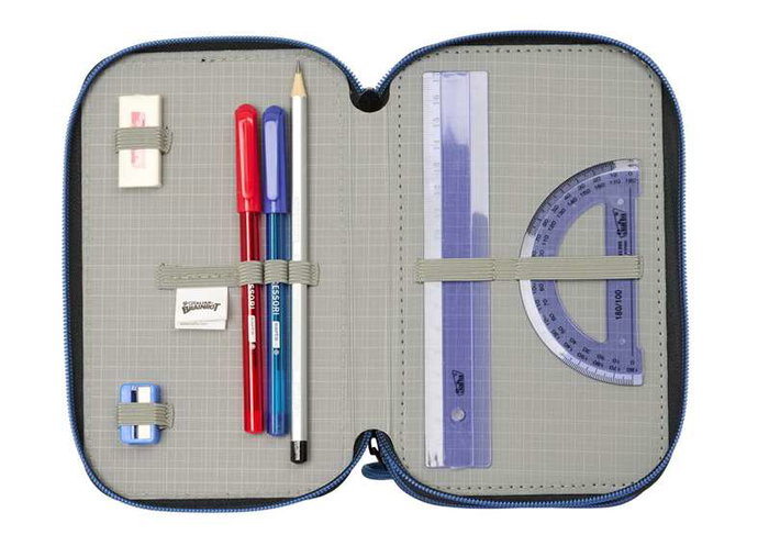 Safta Plumier Triple Estuche Escolar con 37 Piezas, Capacidad 12.5 x 19.5 x 5.5 cm, Para Material de Oficina y Papelería Safta Plumier Triple Estuche Escolar con 37 Piezas, Capacidad 12.5 x 19.5 x 5.5 cm, Para Material de Oficina y Papelería