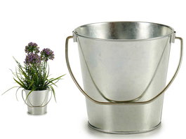 Ibergarden Cubo Asa Metal Zinc 18.5 x 23.5 x 16.4 cm Color Plata (Set de 24)