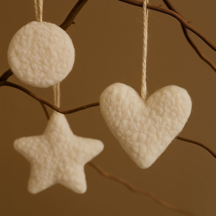 Aberto Design Set de 3 Adornos Navideños Blancos 12x12x13 cm