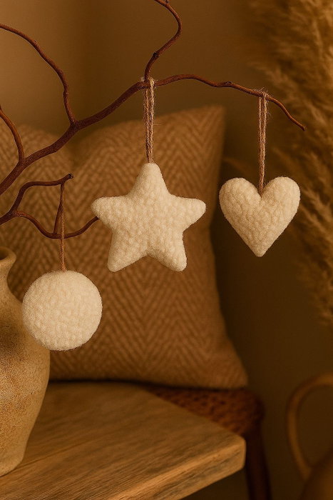 Aberto Design Set de 3 Adornos Navideños Blancos 12x12x13 cm