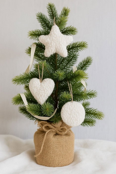 Aberto Design Set de 3 Adornos Navideños Blancos 12x12x13 cm