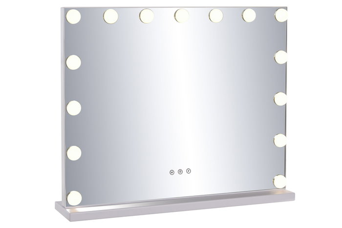 DKD Home Decor Espejo LED de Cristal Blanco con Control Táctil