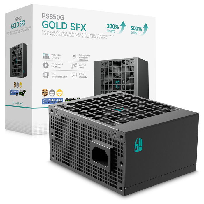 DeepCool PS850G Fuente de Alimentación 850W SFX ATX 3.1 80 Plus Gold Modular - Ventilador de 92mm - Certificación Cybenetics Platinum/PPLP