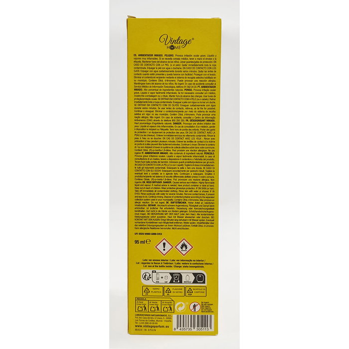 Vintage Home Ambientador Mikado Pastel de Limón 95 ml - Fragancia Energizante con Flor Natural Decorativa
