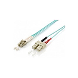 EQUIP 255311 Cable de Fibra Óptica LWL Patch LC a SC 1 m Multimodo OM3 Duplex 10G, Turquesa, LSZH, REACH, RoHS