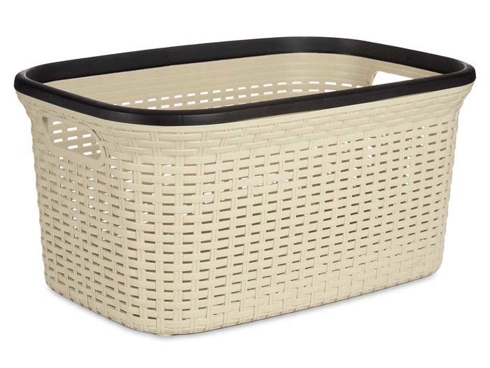 Kipit Cesta Ropa Plástico Rattan Crema 36L 36x25.5x52.5 cm (Set de 12)