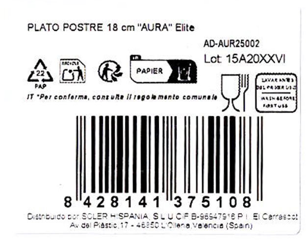 Alfares Plato de Postre AURA Elite 18 cm