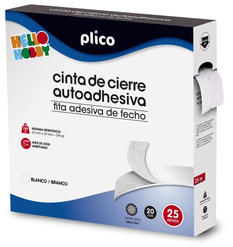 Plico Cinta de cierre autoadhesiva 20mm x 25m Blanco Plico Cinta de cierre autoadhesiva 20mm x 25m Blanco