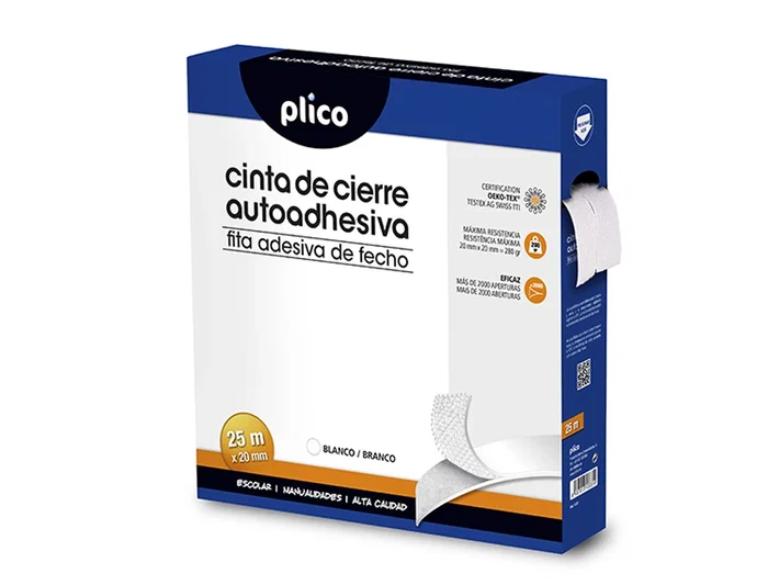 Plico Velcro Cinta Adhesiva Blanco 20mm x 25m