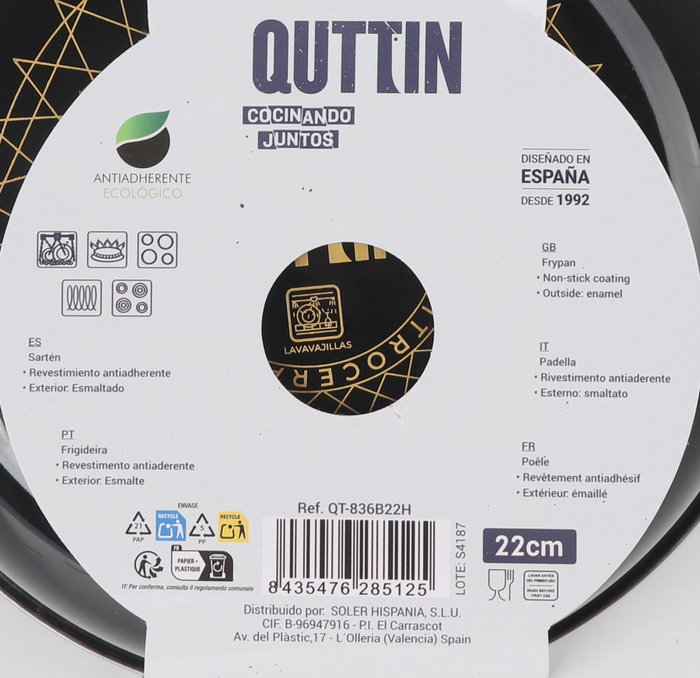 Inde Sartén Esmaltada Avin 22 cm (Pack de 6 Unidades)