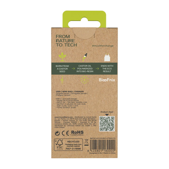 Muvit For Change Cargador de Pared BiooFnix 20W USB-C MCACC0048