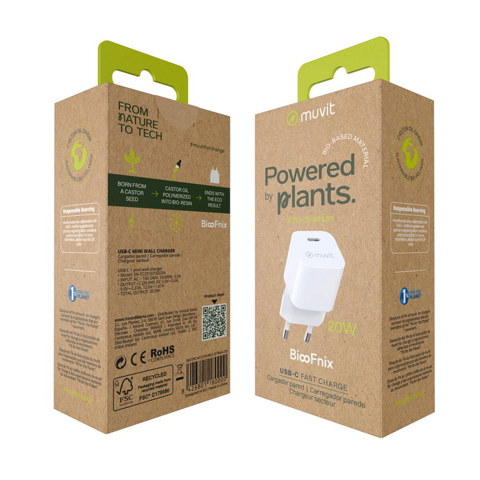 Muvit For Change Cargador de Pared BiooFnix 20W USB-C MCACC0048