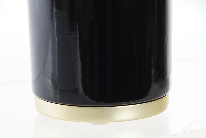 DKD Home Decor Vaso de Gres y Metal Negro 8x8x10