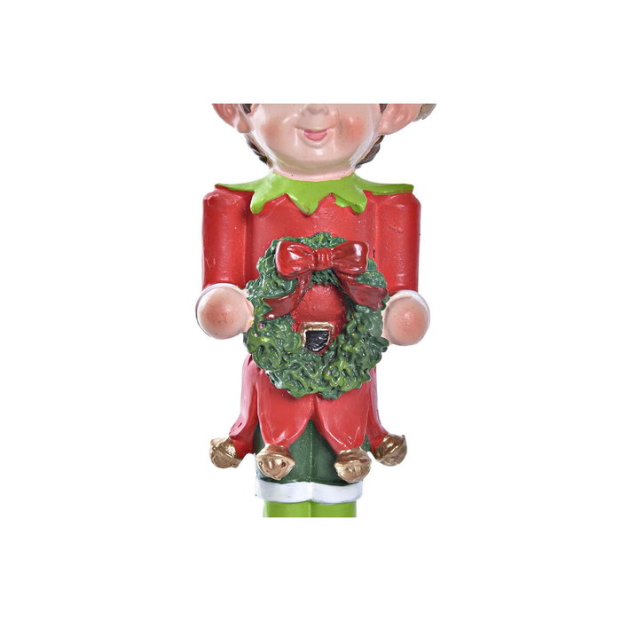 DKD Home Decor Decoración Colgante de Resina Elfo Rojo y Verde DKD Home Decor Decoración Colgante de Resina Elfo Rojo y Verde