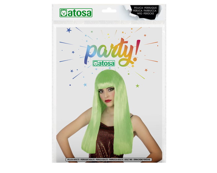 atosa Peluca Larga Lisa Verde con Flequillo