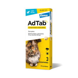 Elanco Adtab 48 mg - 3 Comprimidos Masticables Antiparasitarios para Gatos de 2 a 8 kg
