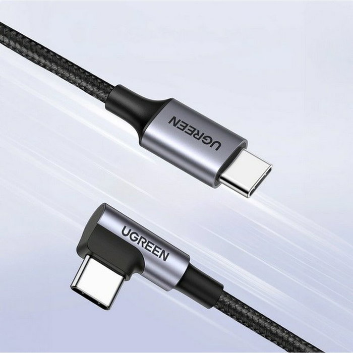 Ugreen Kabel US255 USB-C a USB-C angulado 0,5m negro-gris Ugreen Kabel US255 USB-C a USB-C angulado 0,5m negro-gris