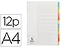 Q-connect Separadores DIN A4 Cartulina Multitaladro Juego 12 Unidades Colores Pastel Índice
