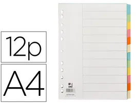 Q-connect Separadores DIN A4 Cartulina Multitaladro Juego 12 Unidades Colores Pastel Índice