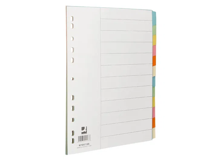 Q-connect Separadores DIN A4 Cartulina Multitaladro Juego 12 Unidades Colores Pastel Índice