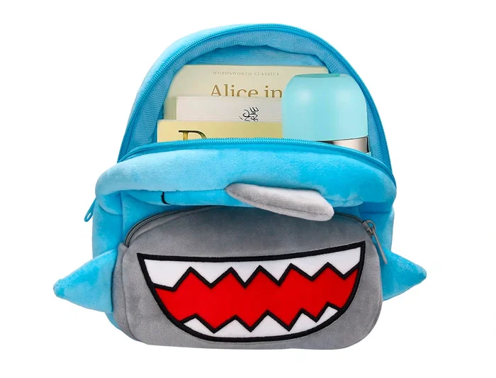 Liderpapel Mochila preescolar de peluche infantil tiburón 260x100x240 mm