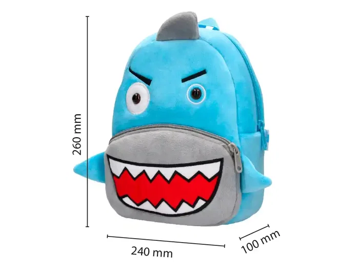 Liderpapel Mochila preescolar de peluche infantil tiburón 260x100x240 mm