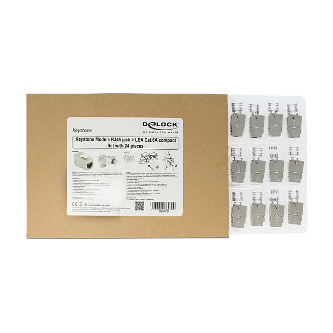 DeLOCK Módulo Keystone RJ45/LSA Cat.6A STP compacto, 24 unidades