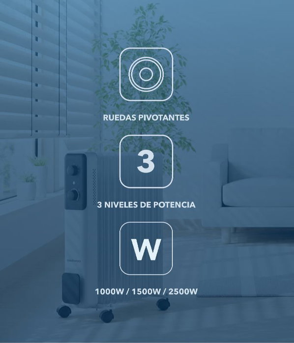 DAEWOO Radiador de aceite 11 elementos 2500W - 3 niveles - blanco/negro