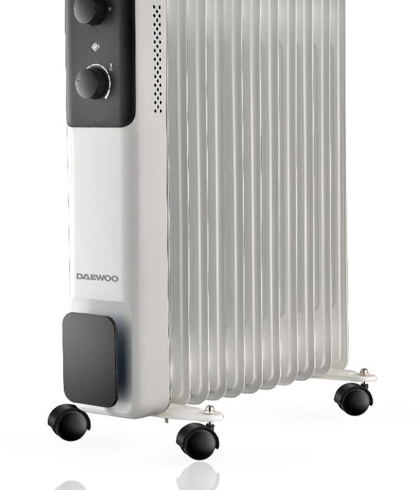 DAEWOO Radiador de aceite 11 elementos 2500W - 3 niveles - blanco/negro