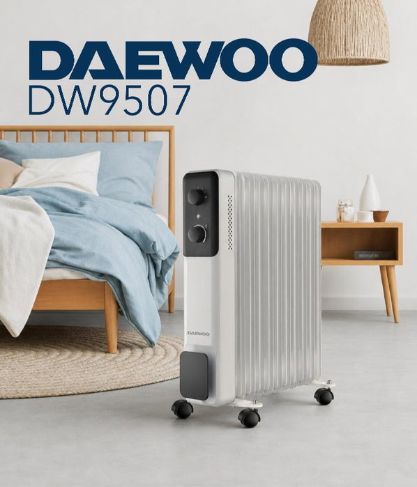 DAEWOO Radiador de aceite 11 elementos 2500W - 3 niveles - blanco/negro