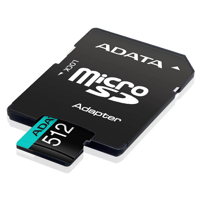 ADATA Premier Pro 512 GB MicroSDXC Tarjeta de Memoria V30 Clase 10 U3, 100 MB/s Lectura, Incluye Adaptador SD, Resistente al Agua y Golpes