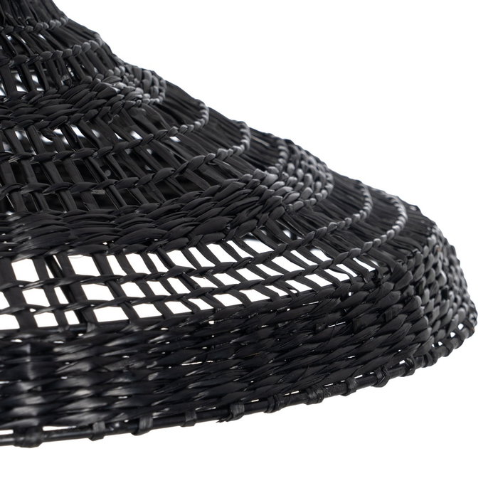 Lámpara Techo Negro Fibra Natural 40 X 40 X 15 cm Lámpara Techo Negro Fibra Natural 40 X 40 X 15 cm