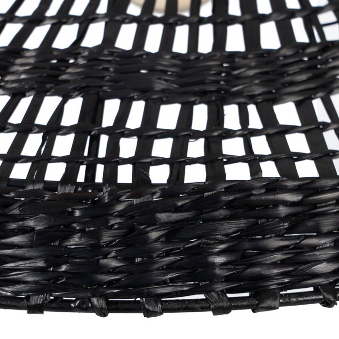 Lámpara Techo Negro Fibra Natural 40 X 40 X 15 cm Lámpara Techo Negro Fibra Natural 40 X 40 X 15 cm