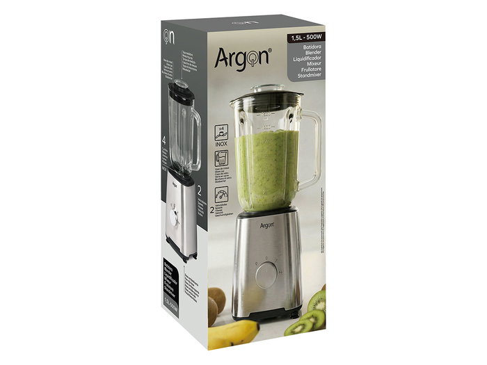 ARGON Batidora de vaso con jarra de vidrio de 1,5 l