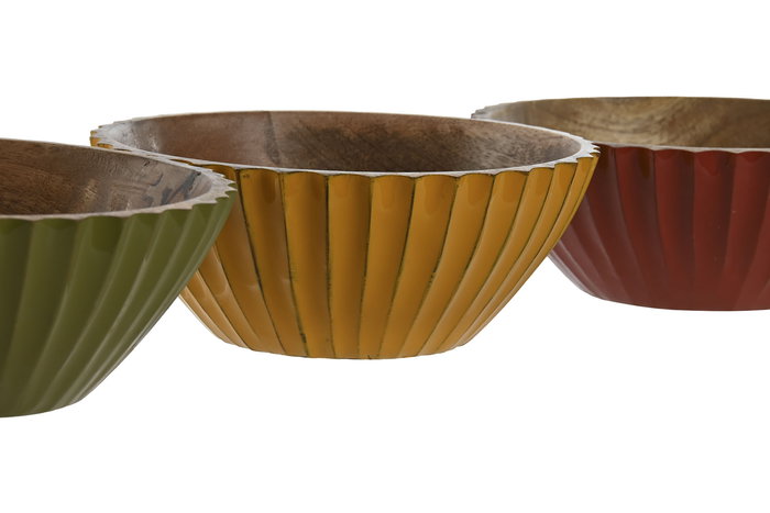 DKD Home Decor Bol Colonial Sai white 23 Verde Amarillo 15 x 8 x 15 cm (3 Unidades)