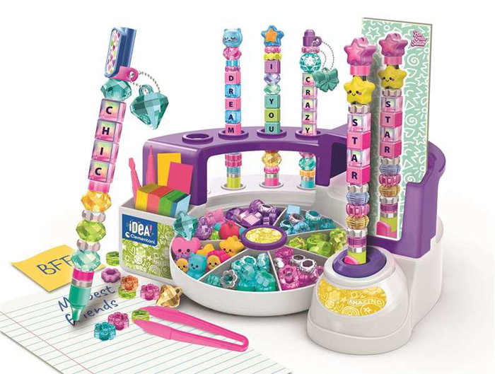 Clementoni Laboratorio de bolígrafos de Colores Creator Message con Letras, Cuentas, Pegatinas y Personajes. 41,8x29x7,7 cm