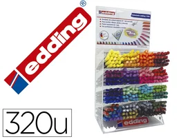 Edding Rotulador 1200 de Fibra Punta Redonda, Expositor 320 Unidades Colores Surtidos, Trazo 0.5/1mm