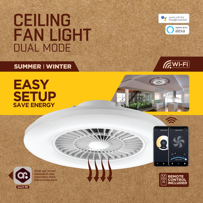 Muvit Io Wifi Lámpara Techo con Ventilador Inteligente 40W Control por Voz y App