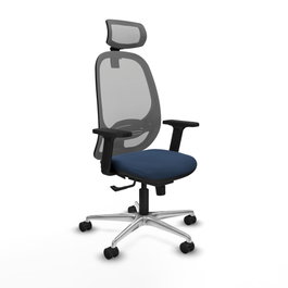 PIQUERAS Y CRESPO Silla de oficina Cilanco con mecanismo Sincro, Azul marino y Gris