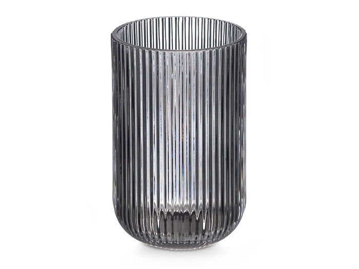 Vivalto Vaso Gris de Vidrio con Rayas 430 ml 7,9 x 12,8 x 7,9 cm (Set de 24)