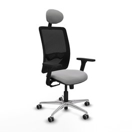 PIQUERAS Y CRESPO Silla de oficina Zulema con mecanismo Sincro, Gris claro y Negro